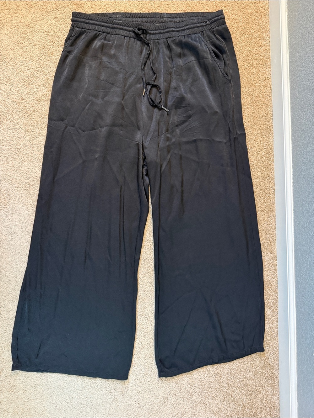 Mododoc Los Angeles Black Wide Leg Drawstring Pants Size Large